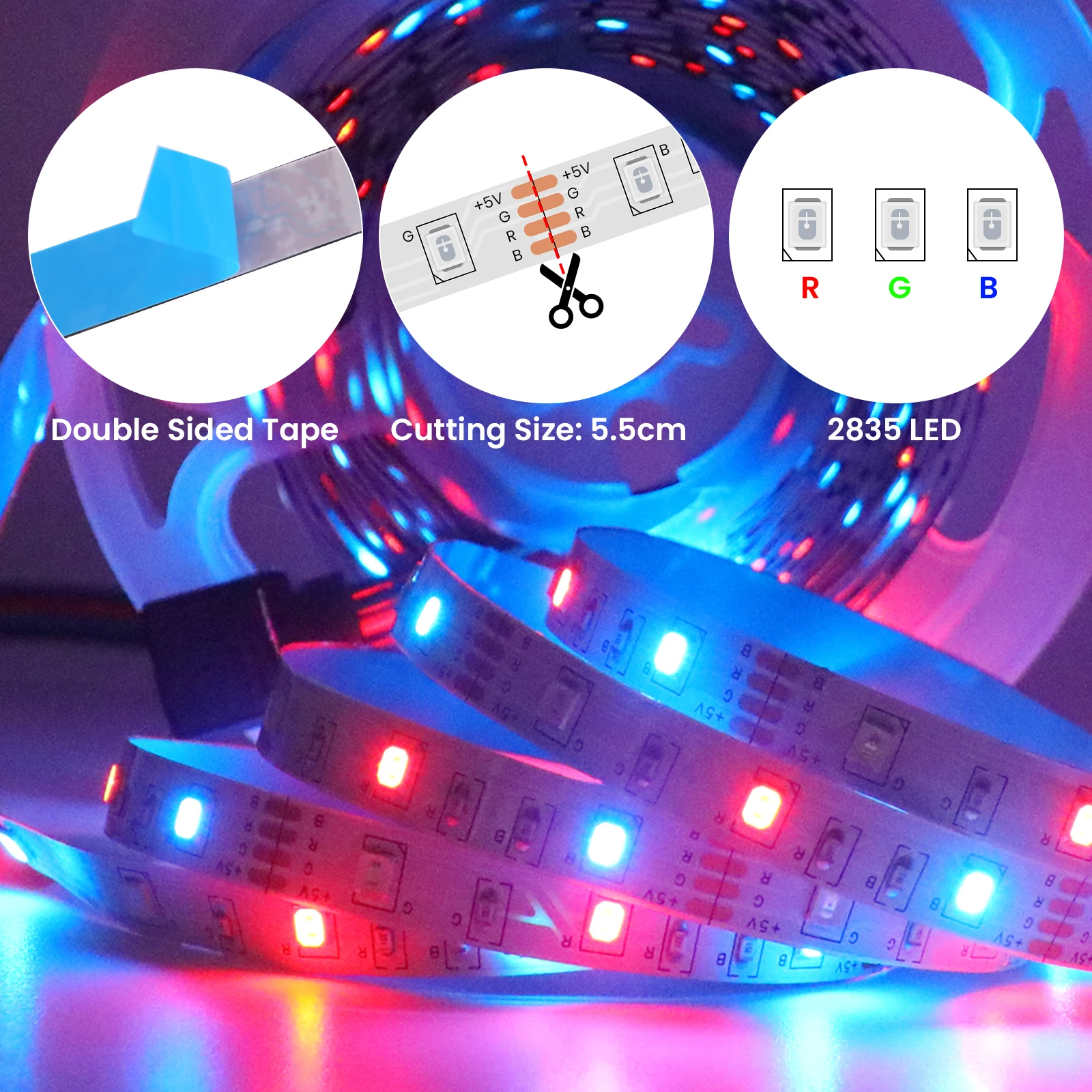 3AA Battery Power 5V RGB Led Strip Light 2835 SMD with 3/17/24Key Remote Control Flexible Ribbon Tape Warm White Strip Backlight