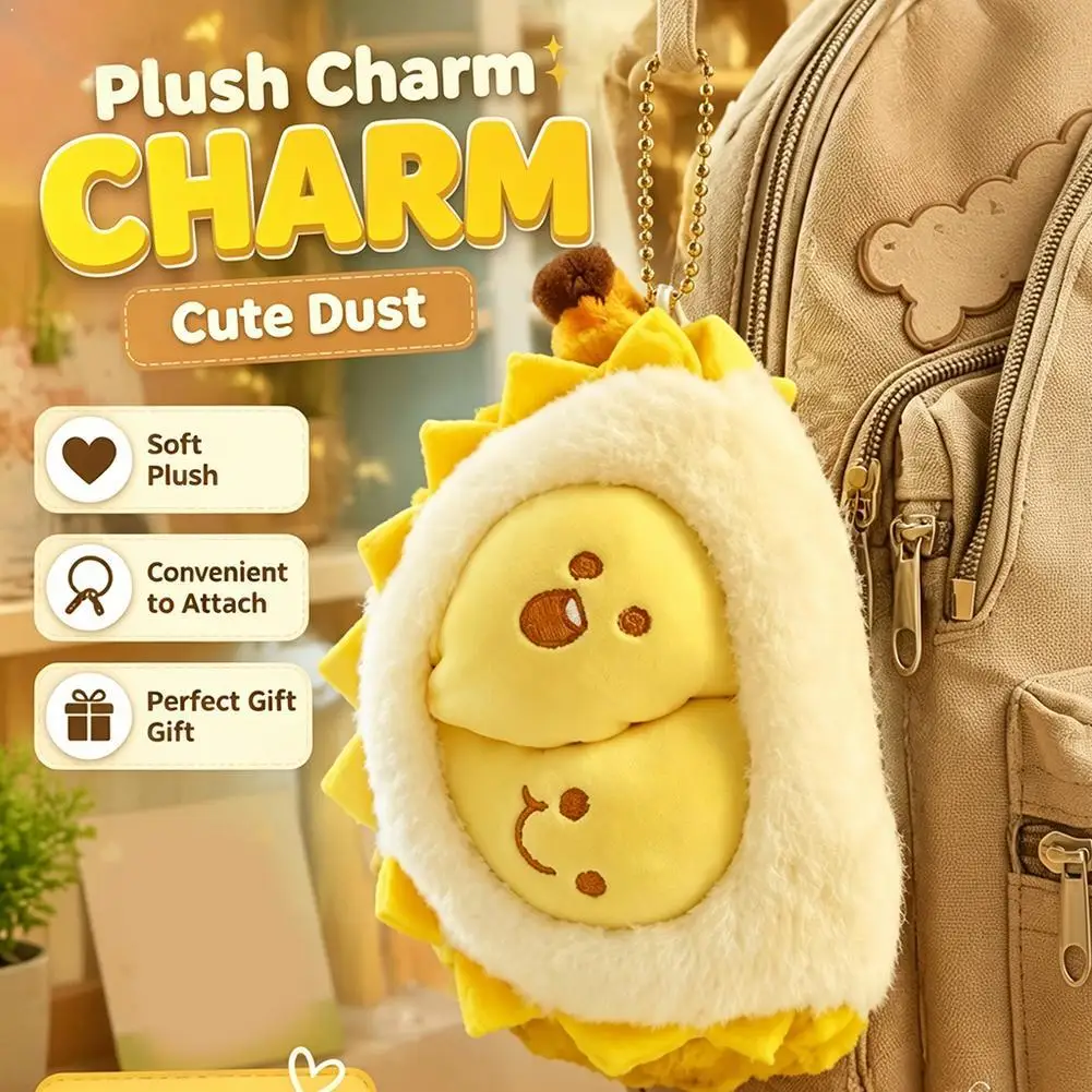 Funny Detachable Durian Plush Toy Mini Fruit Keychain Bag Hanging Ornament Creative Soft Stuffed Doll Gift For Children