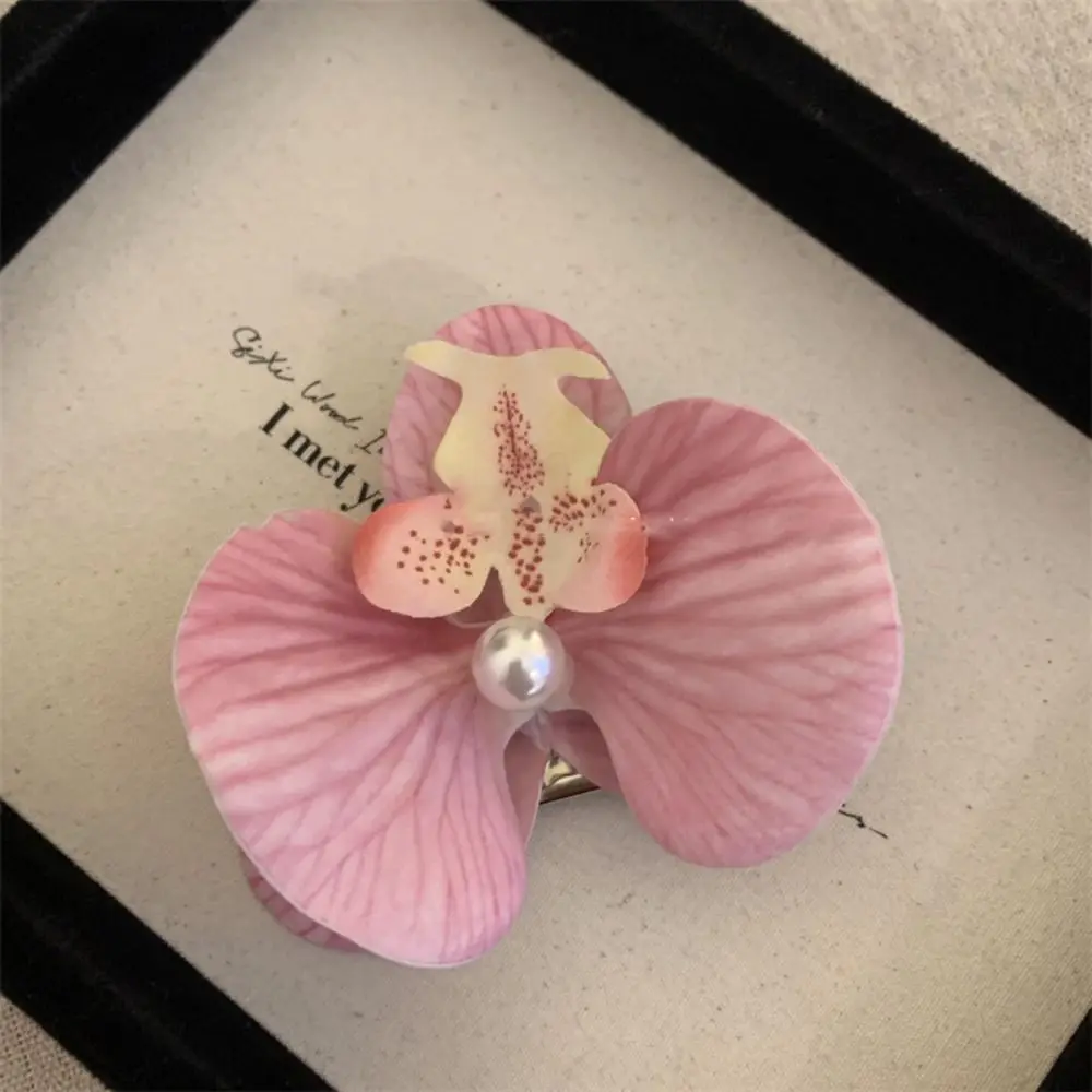

Cloth Flower Hair Clip Butterfly Orchid Pearl Orchid Flower Hairpin Headdress Seaside Vacation Headwear Girl Hair Clip Beach