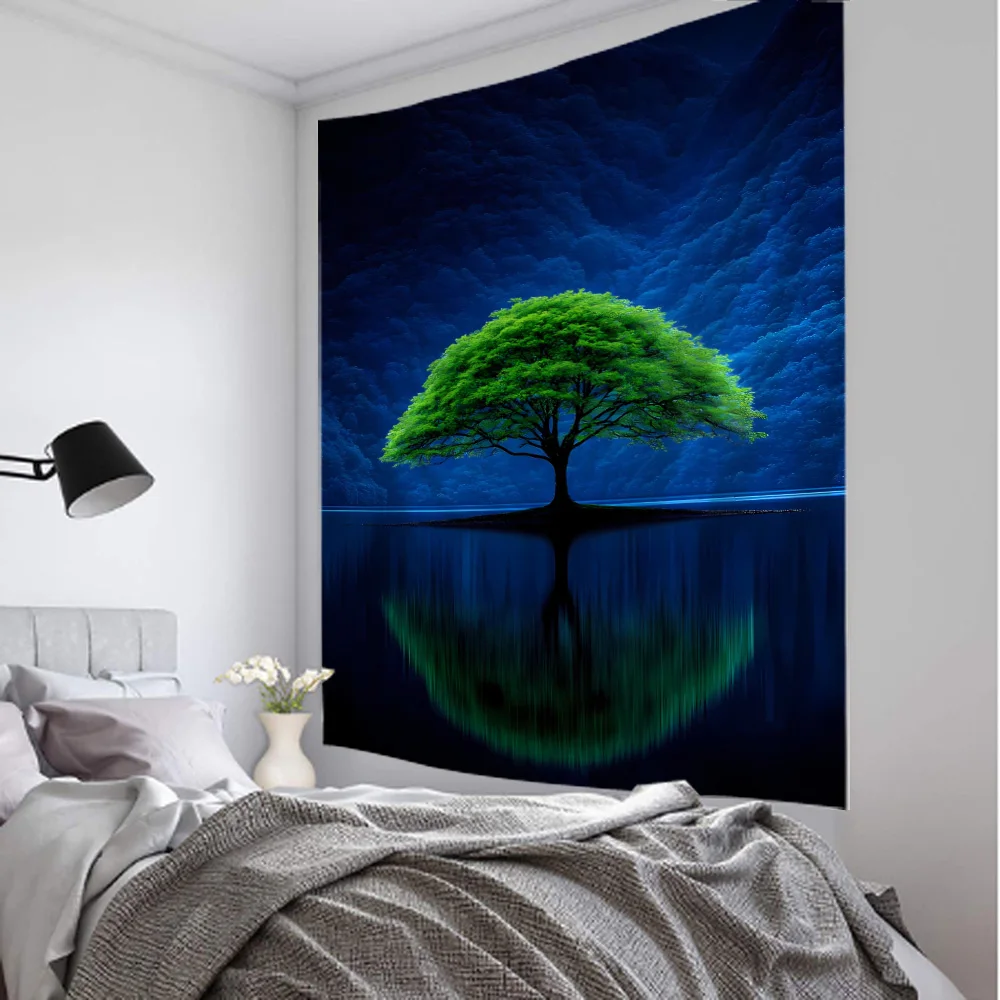 Eagle and Wave Oil Painting Printed Tapestry, Home Decoration Animal Background Posters, Living Room and Bedroom Fabric Murals
