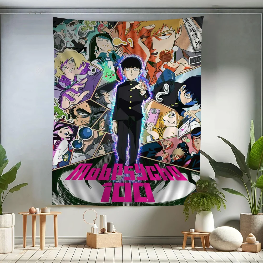 Zdjęcie 6: M-Mob P-Psycho 100 Anime Anime Tapestry Hippie Flower Wall Carpets Dorm Decor Cheap Hippie Wall Hanging
