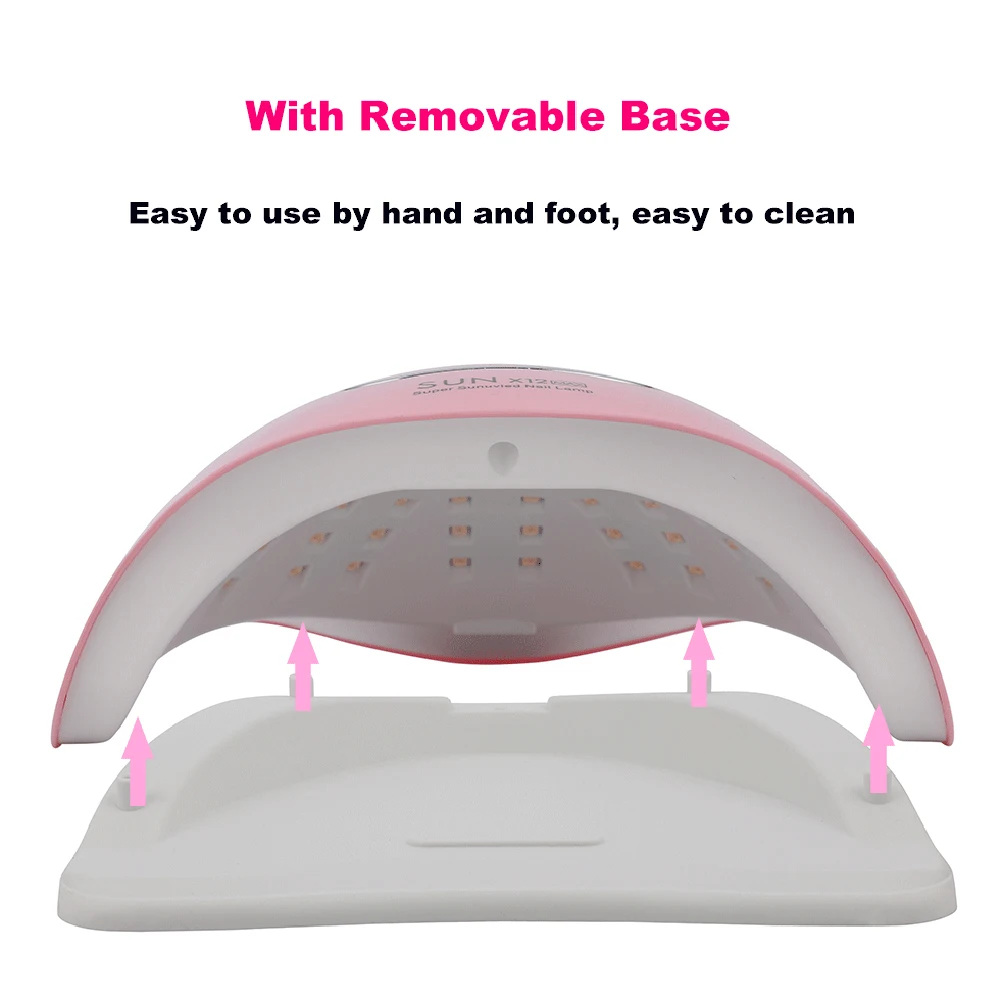 SUNX 12 Max Nagellamp Roze Nageldroger Voor Manicure 66 Leds UV Licht Quick Cure Autosense Nagellampen Met Basis