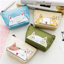 Mini billetera Oxford con estampado de gato de dibujos animados para mujer, Tarjetero con cremallera, monedero, bolsa de almacenamiento, cartera Kawaii para niñas