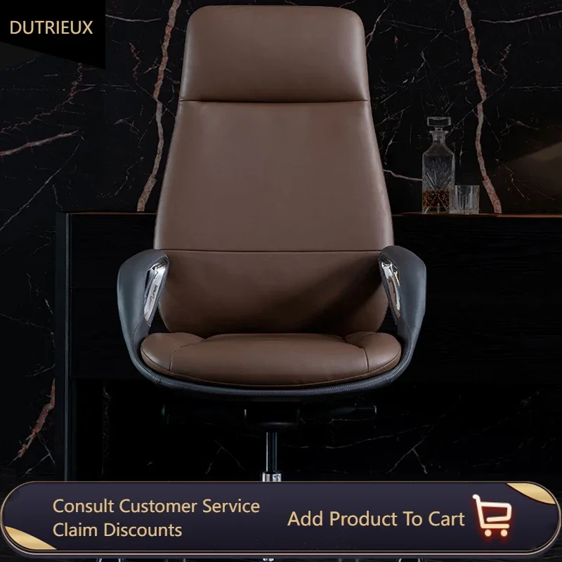 Leather Executive Office Chair Support Armrest Modern Recliner Chair Bedroom Designer Modern Chaise De Bureaux Salon Furniture