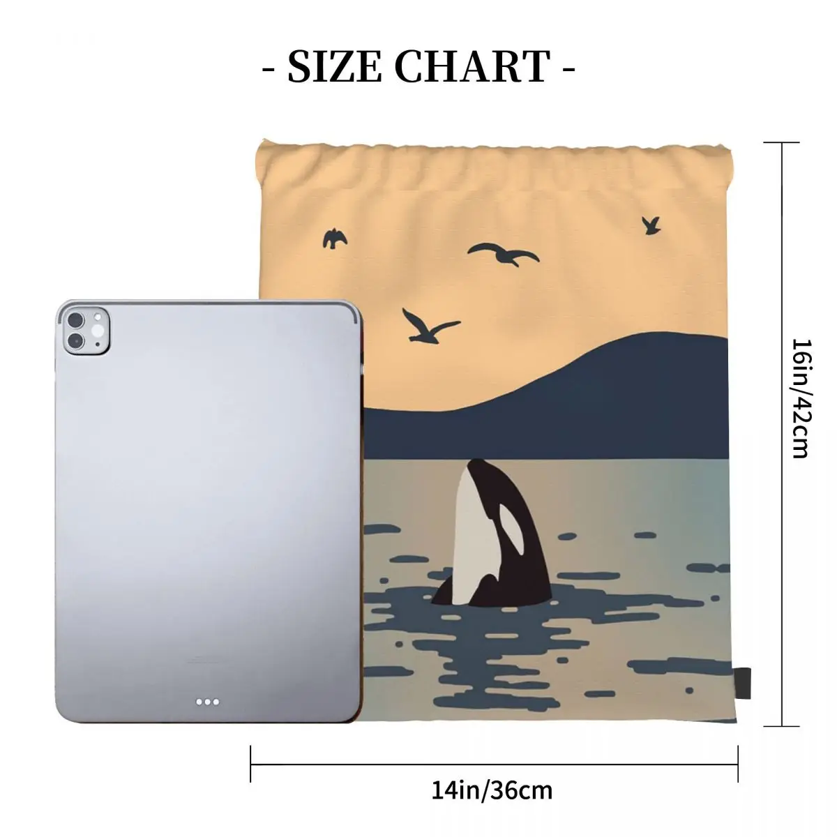 Killer Whale Orca Backpacks Multi-function Drawstring Bags Drawstring Bundle Pocket Sports Bag Book Bags For Man Woman School