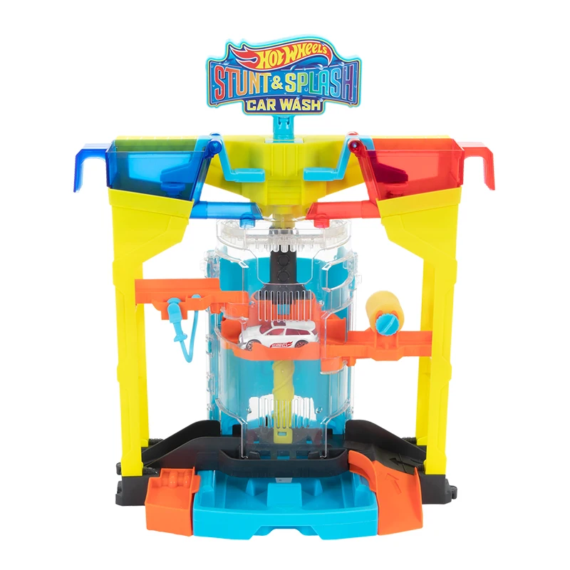 Original Hot Wheels Car Track Stunt & Splash Car Wash Playset Kid Boy Toy for Children 1/64 Diecast Hotwheels City Birthday Gift