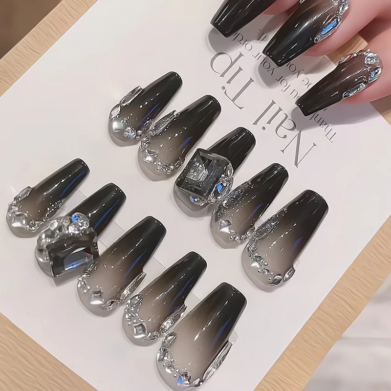 3 قطع شفافة الأسود مسمار الماس والمجوهرات الحب مربع تألق مسمار الحفر حجر الراين اللؤلؤ كومة مسمار الفن الملحقات