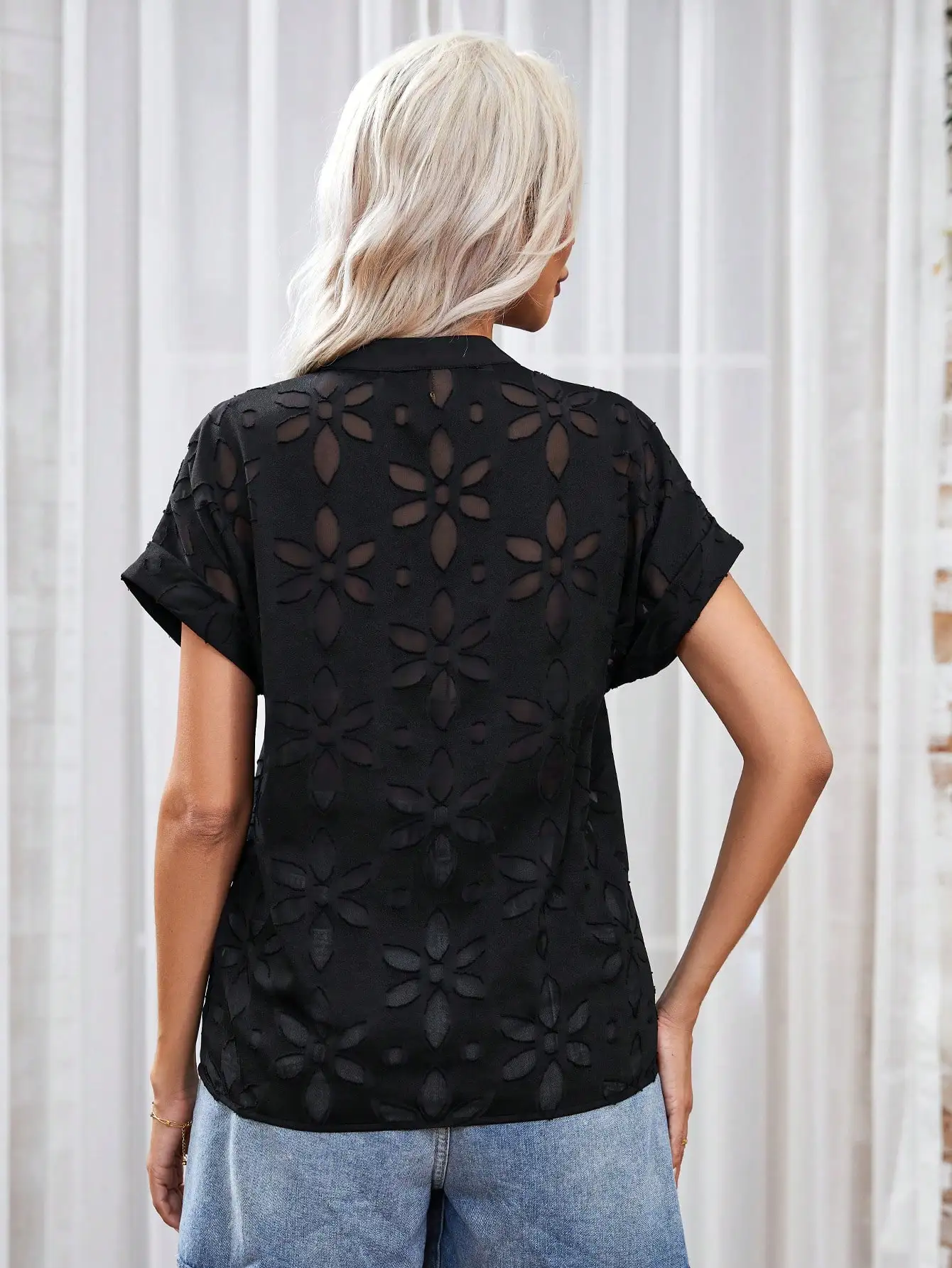 Elegant Casual Minimalist Special Pattern Fabric Women's Shirt Top