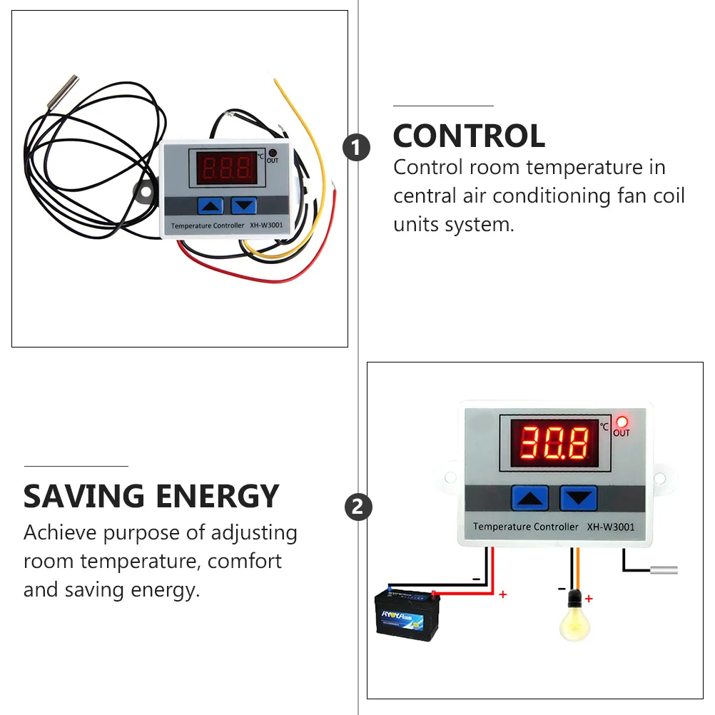 

Digital Thermostat 24V 240W Smart Temperature Controller Large Led Backlit Display Heating Cooling Mode For Central Air