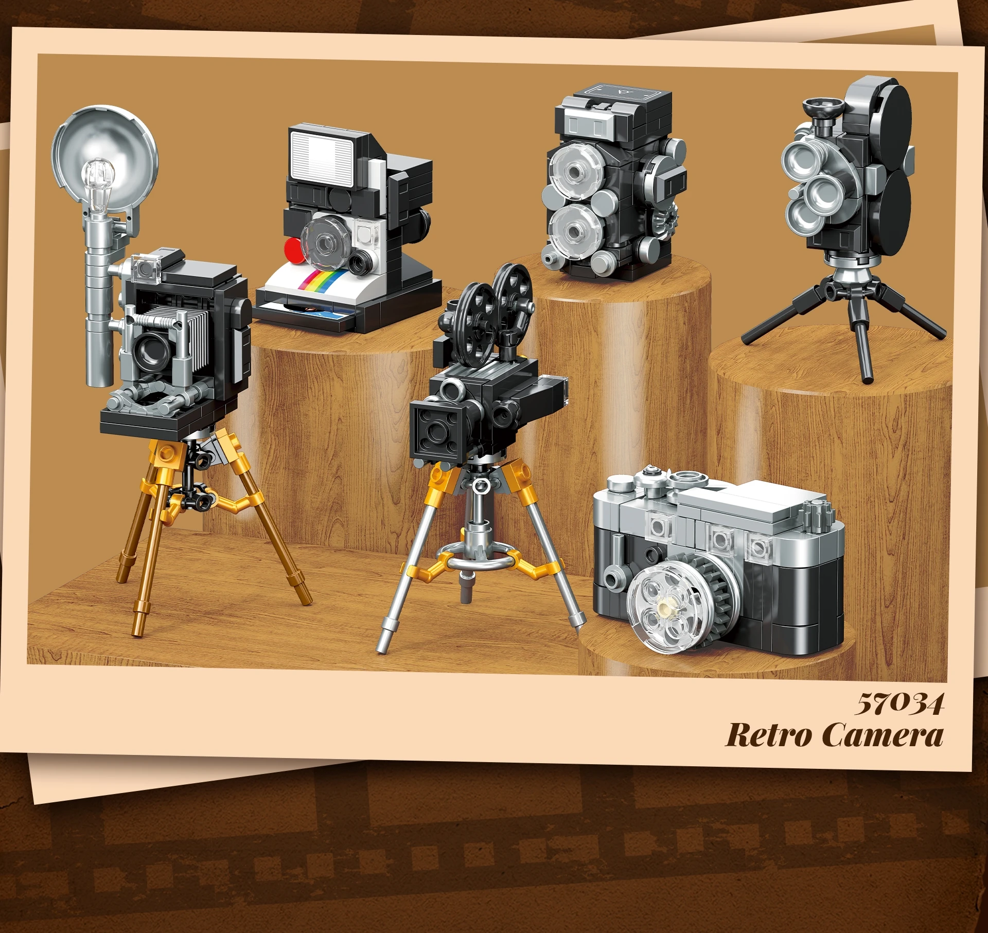 Vintage-Retro-Kamera-Bausteine-Spielzeug – Exquisites Schreibtisch-Dekor-Modell, DIY-Geschenk für Kinder und Erwachsene, Weihnachts- und Geburtstagsgeschenk – Detail 8