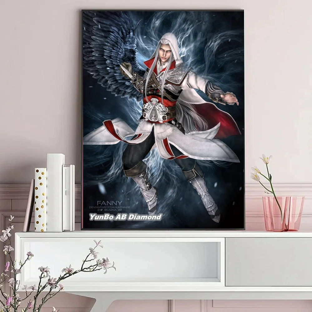 Final Fantasy Sephiroth DIY AB diamentowe malowanie gra animowana Rhinestone Hobby haft Cross Stitch Home Decor prezent dla dzieci