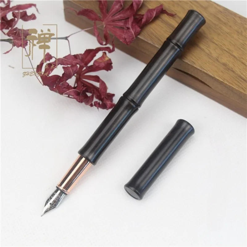 

Креативная перьевая ручка из черного дерева, бамбуковая перьевая ручка F, 0,5 мм, перо из цельного дерева, высококлассные перьевые ручки для деловых школьников, канцелярские принадлежности