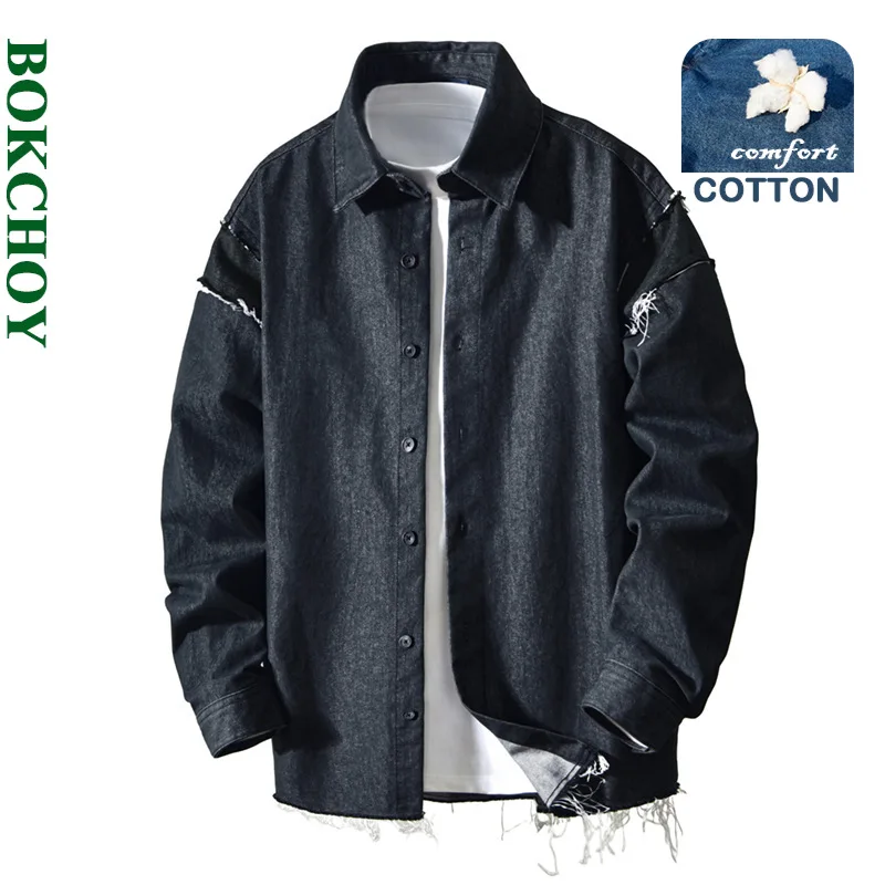 

Осень 2022, новые модные винтажные хлопковые свободные удобные куртки для мужчин с воротником «Чайка», многослойные мужские рубашки AZT788