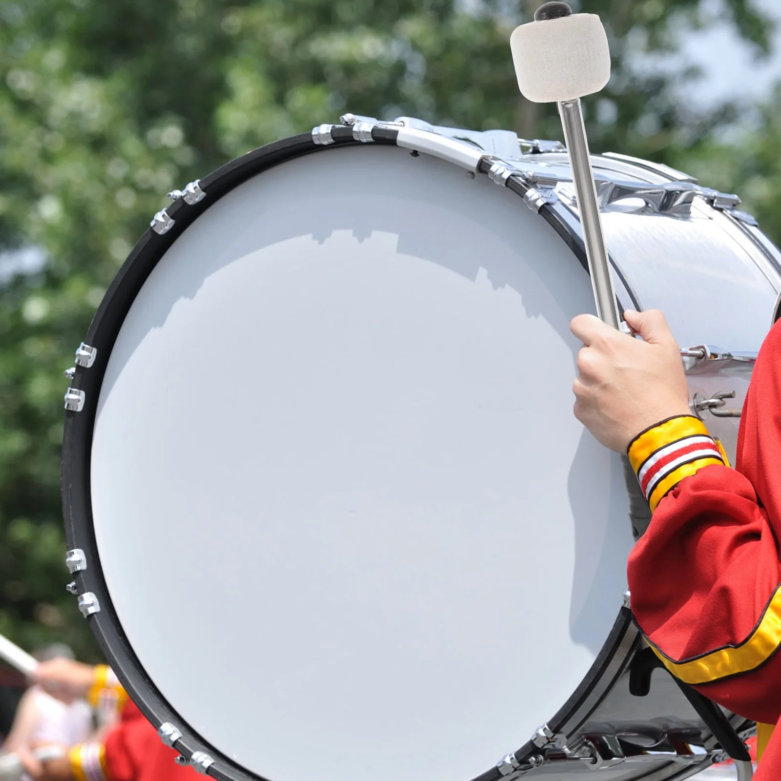 Batidor de bombo, extremo de fieltro de lana, acero inoxidable, accesorio de repuesto duradero y resistente, instrumento de percusión de sonido tradicional