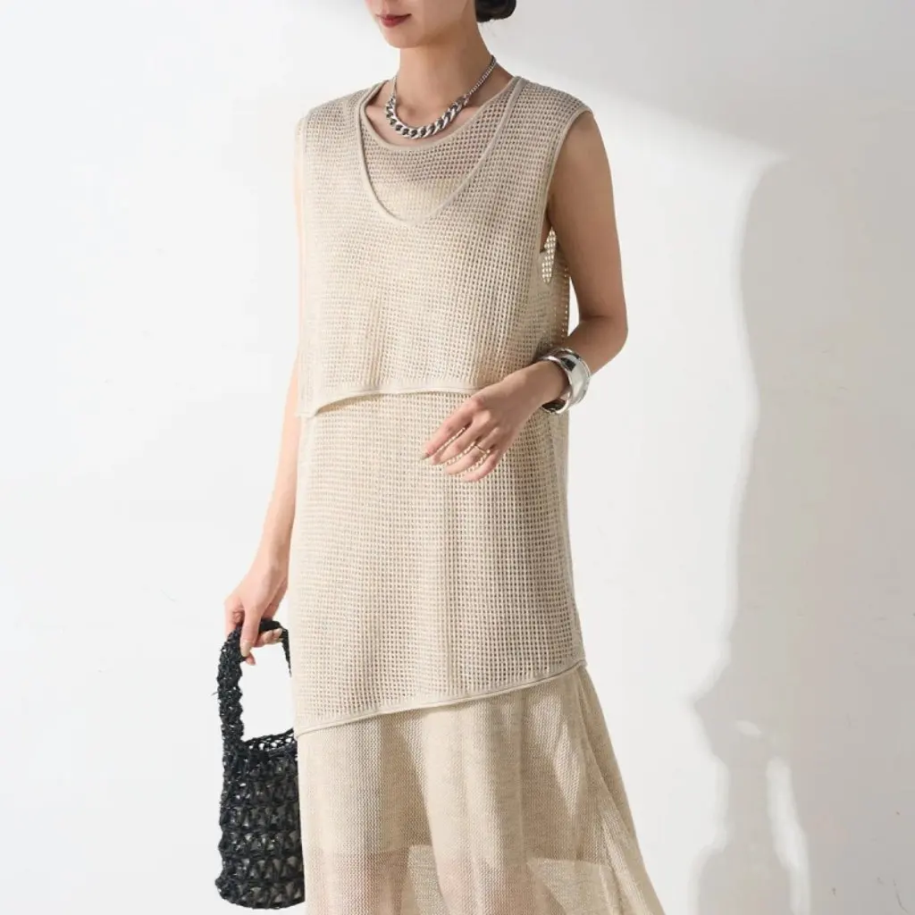 

Высококачественный женский топ с вырезами умножения + юбка средней длины, многослойный асимметричный костюм, комплект из двух предметов