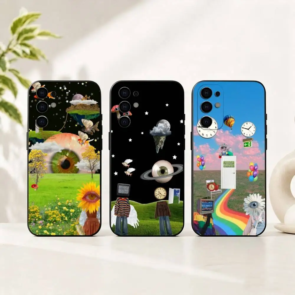 Dreamcore A-Aesthetic gift Phone Case Black Silicone Soft For Samsung S25,S24,S21,S22,S23,S30,Ultra,S20,Plus,Fe,Lite