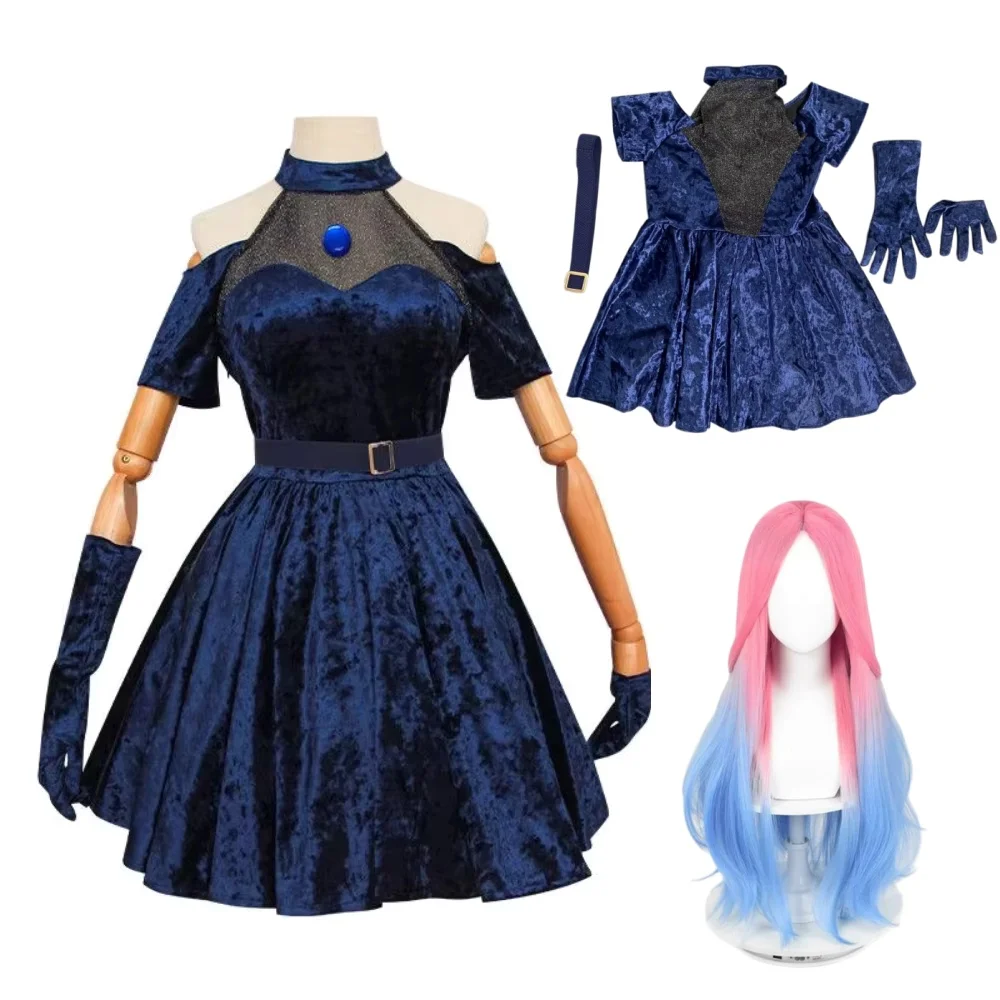 

Mizi Cosplay Costume Anime Alien Stage Cosplay Costume Stage costume Velvet Dress Pink Gradient Blue Purple long hair
