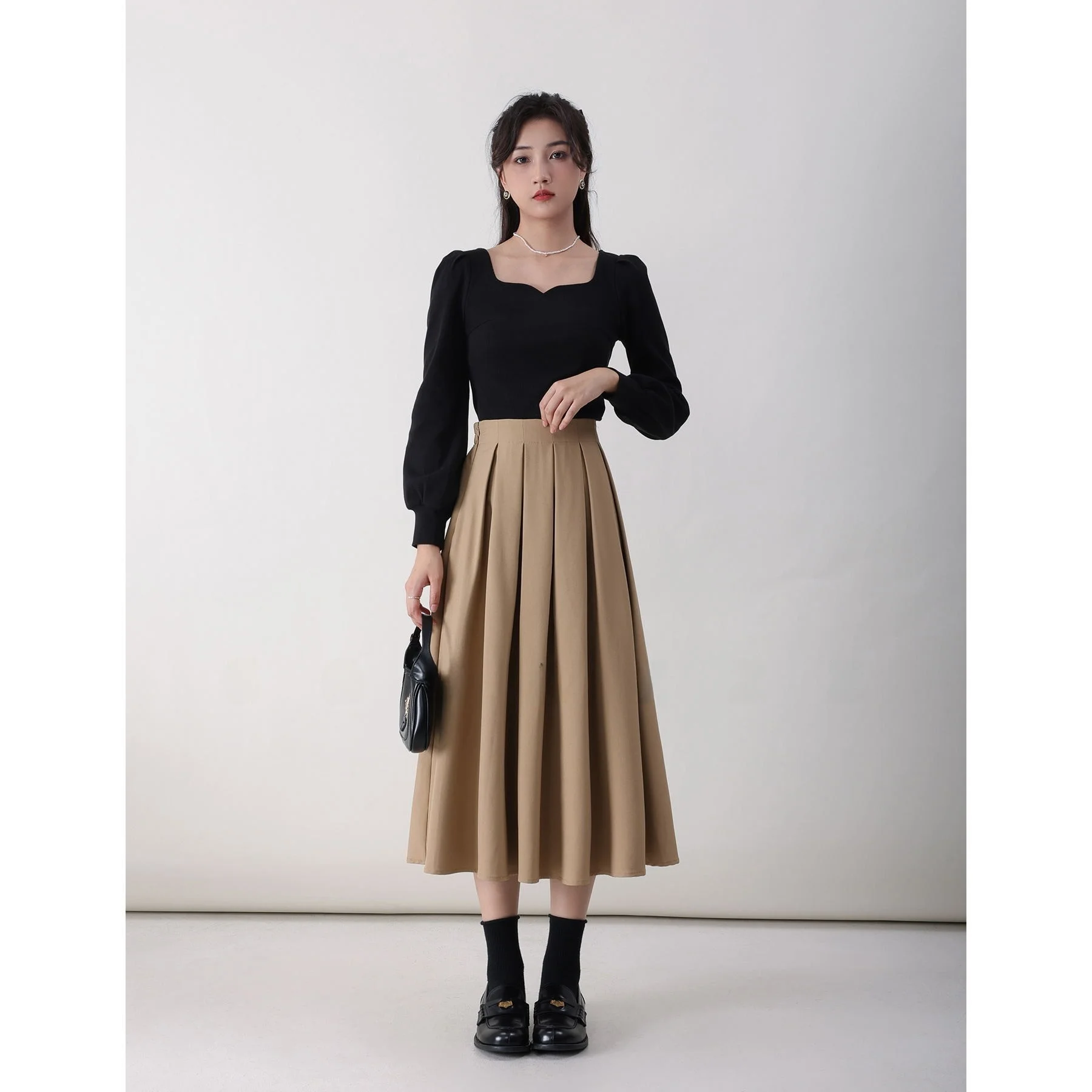 

Юбка А-силуэта с высокой талией, свободного кроя, в корейском стиле, осенняя модная повседневная юбка для работы и отдыха от Zhang Soda