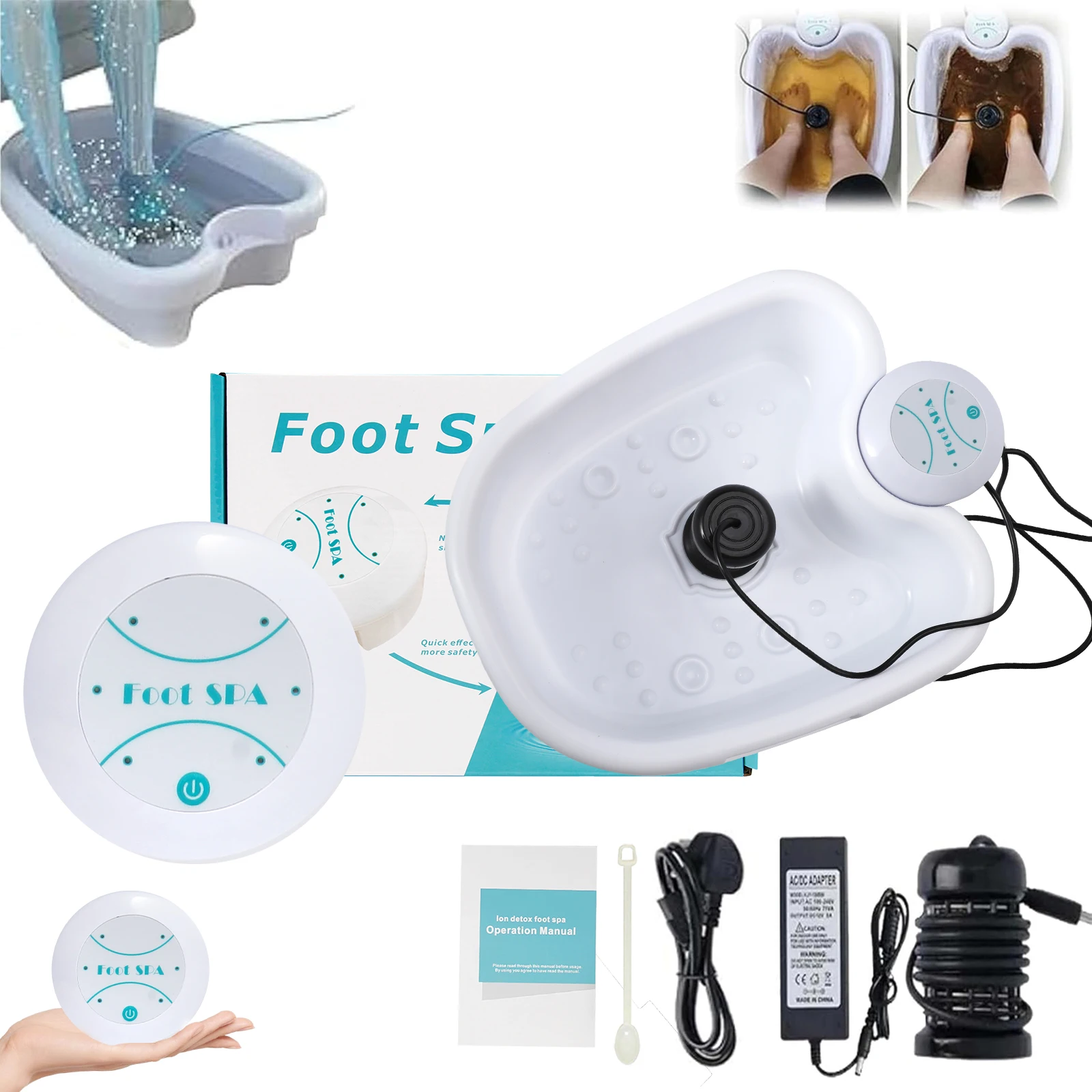 Machine de Massage ionique pour bain de pieds, détox, avec bassin, électrique, Spa, bain, masseur, nettoyage des tissus profonds, glaces vibrantes, rangées de soins par vibrations