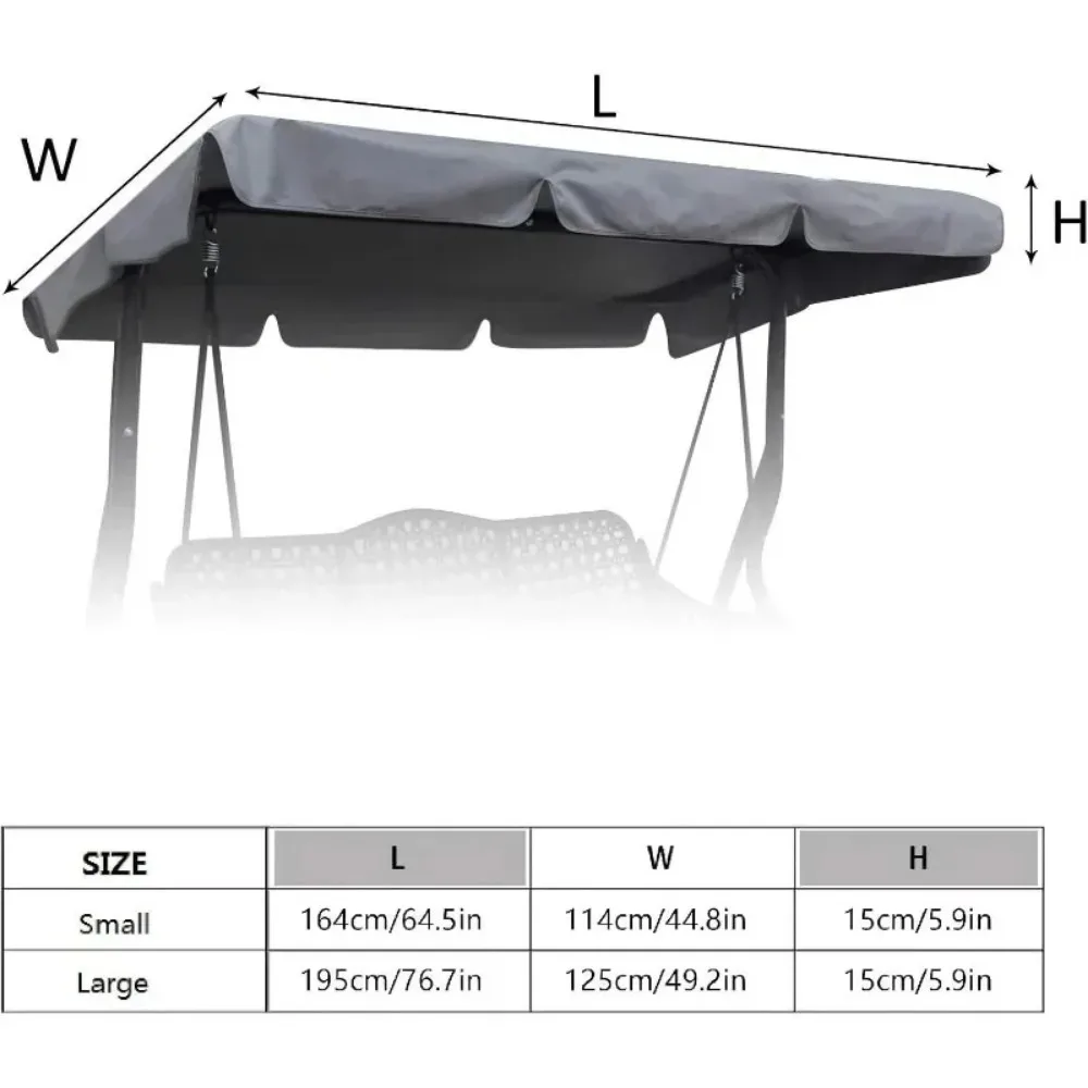 195*125*15cm Silver Coating Outdoor Garden Swing Chair Canopy Roof Shade Swing Chair Awning Garden Waterproof Swing Canopy