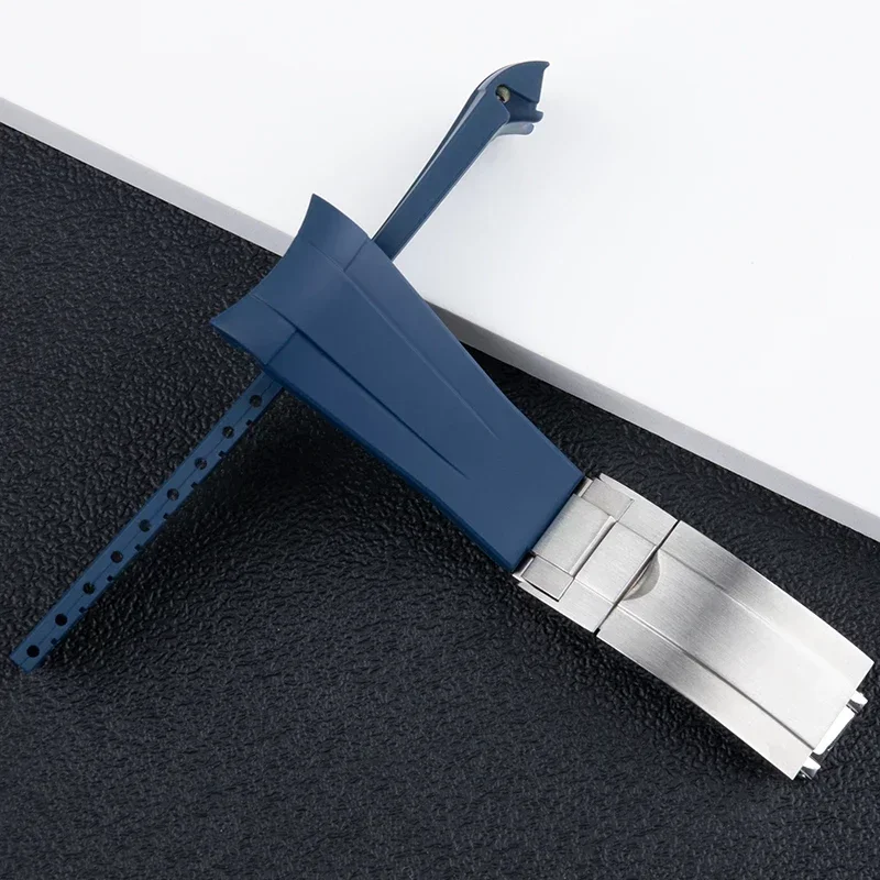 حزام ساعة مطاطي 20 مم 21 مم لحزام رولكس الغواصة كارسون أويسترفليكس GMT معصمه زنبركي ضبط مشبك