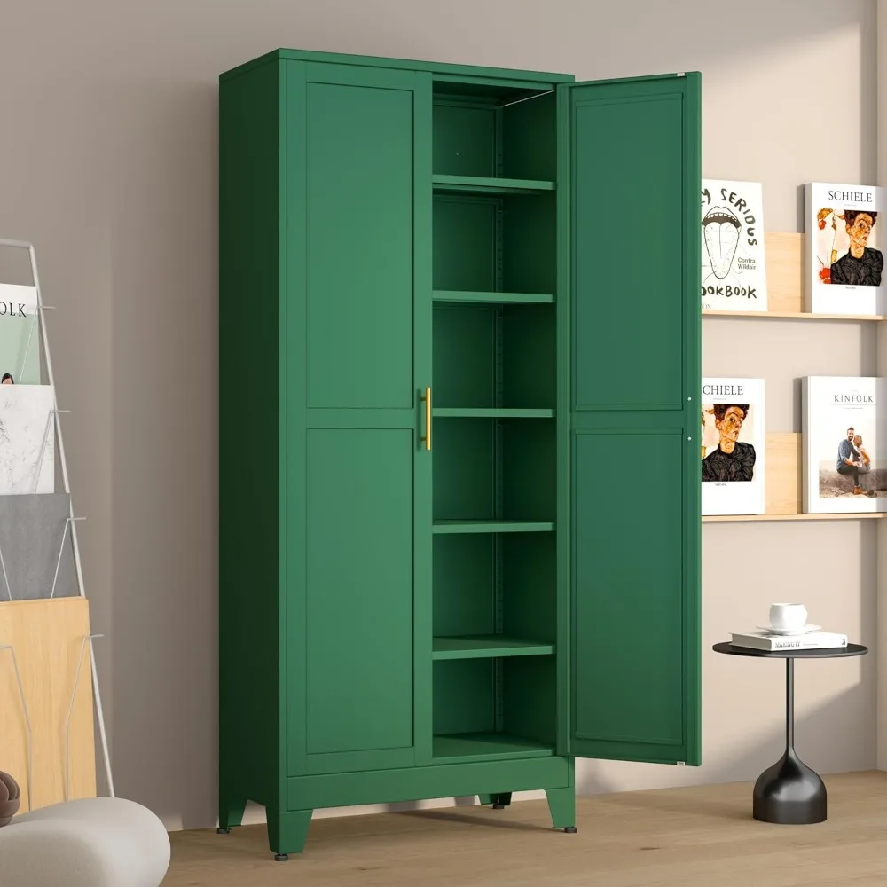 Metal Pantry Cabinet with 2 Doors and 5 Adjustable Shelves, 75