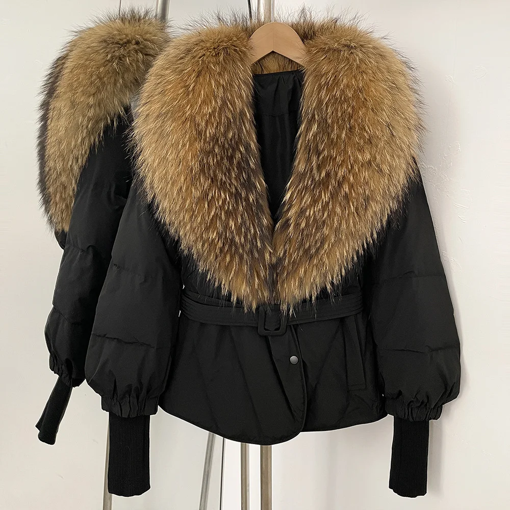 سترة شتوية نسائية لعام 2025 مع حزام وياقة كبيرة من الفرو سترة نسائية مبطنة بالقطن y2k حمالة صدر معطف جديدة عالية الجودة #4