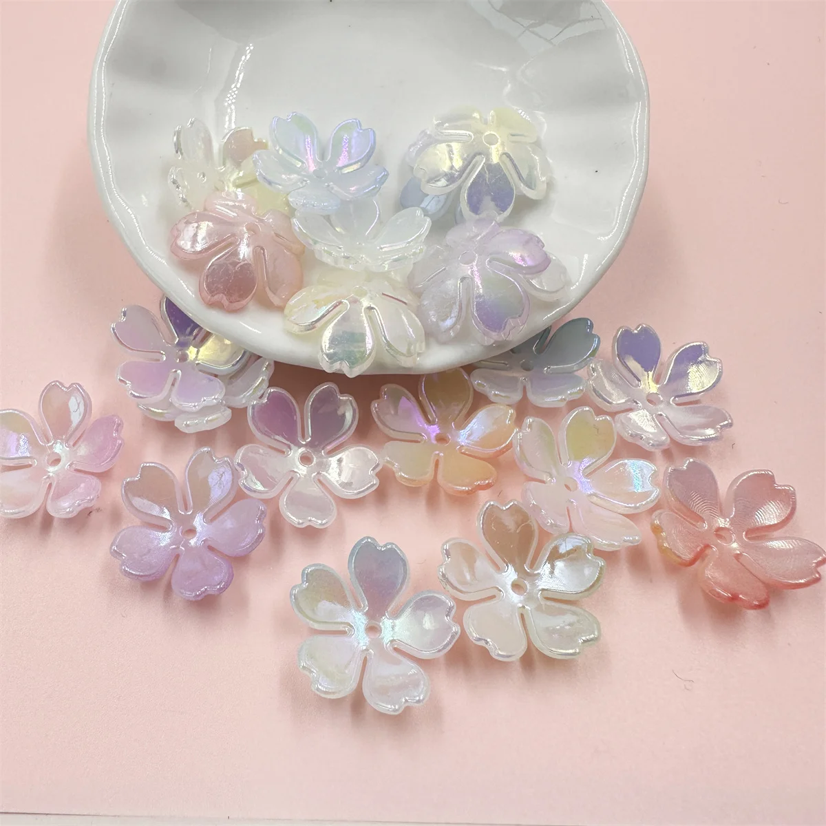 20pcs/lot 18mm ABS Colored Plum Blossom Acrylic Beads  Flower Spacer Beads For Making Jewelry DIY Bracelet Necklace Accessories