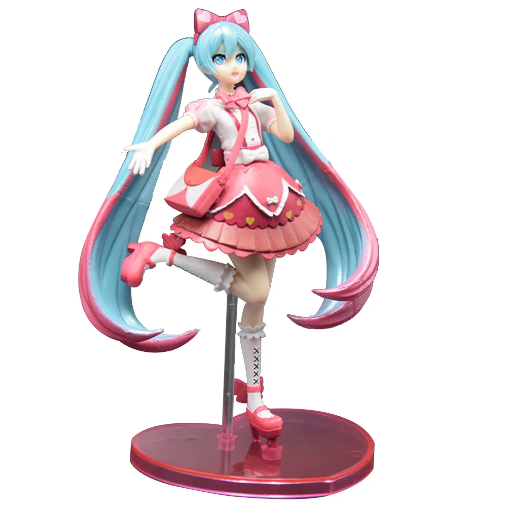 애니메이션 하츠네 미쿠 로리타 원피스 업 스탠딩 리본 x 하트 모델 장난감 선물, 어린이 컬렉션 PVC 액션 피규어, 22cm
