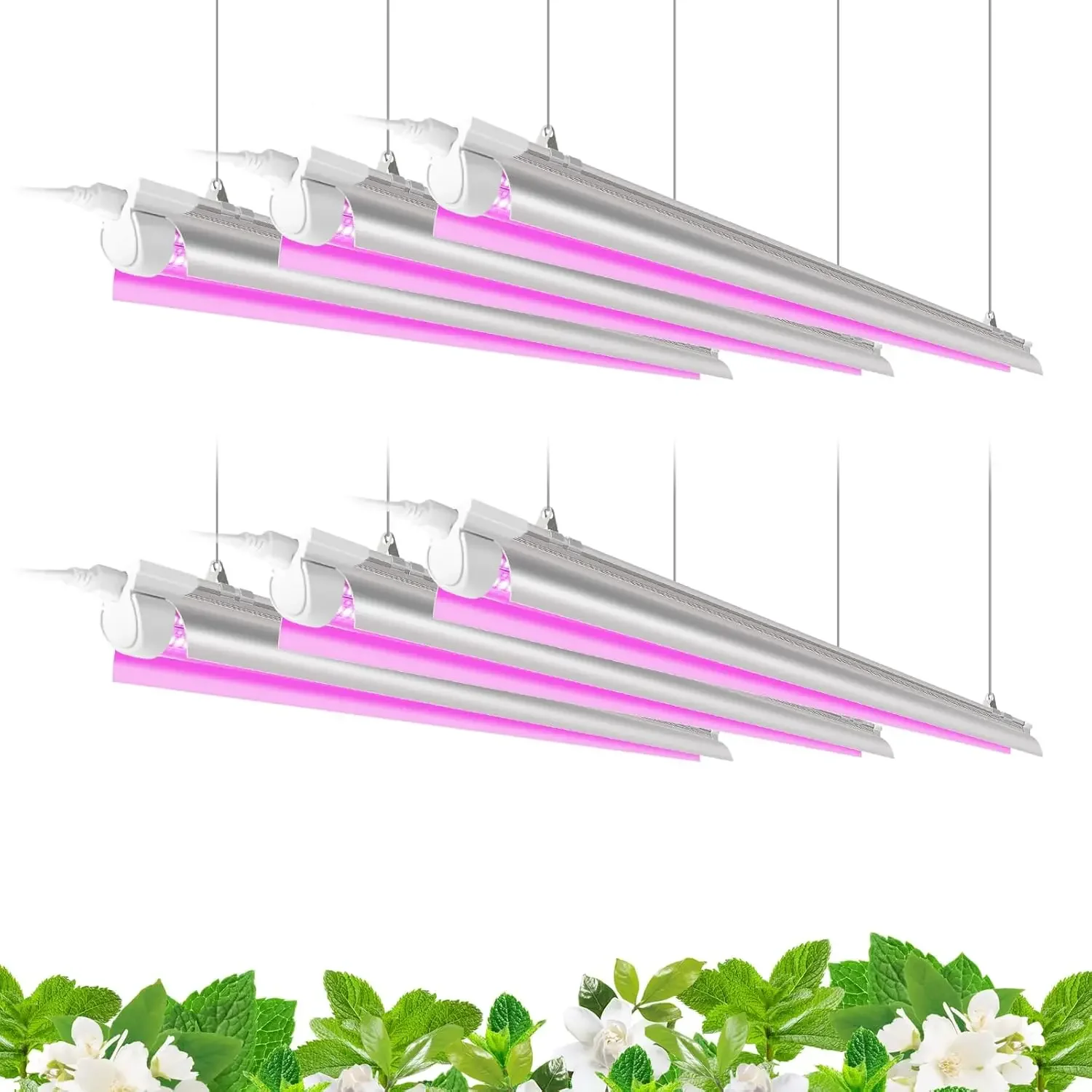 

LED Grow Light, 252W(6 x 42W) 4ft T8, Full Spectrum, V-Shape with Reflector, Linkable Design, Plant Lights for Indoor Plants, 6-