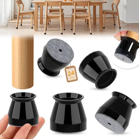 24Pcs Silicone Chair Leg Floor Protectors with Non-slip Felt Pads Furniture Cups Protect Hardwood Floors from Scratches