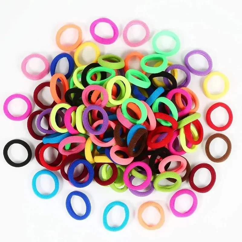 100/500pcs Women Girls Colorful Nylon Elastic Hair Bands Ponytail Hold Hair Tie Rubber Bands Scrunchie Kids Hair Accessories