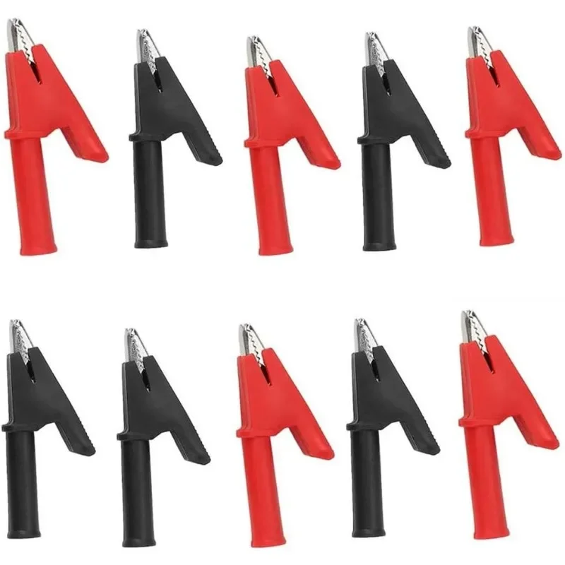 10Pcs 30A Full Insulated Crocodile Clips Red/black with 4mm Socket Banana Jack Copper Test Clamp Wire Clip Alligator Clips