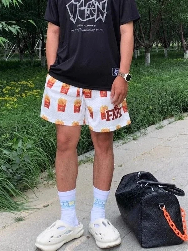 

Qui Dry Casual Baskeall Training orts Men's Loose Fit above Knee Summer Spor Urban Sle Straight Leg Faionable