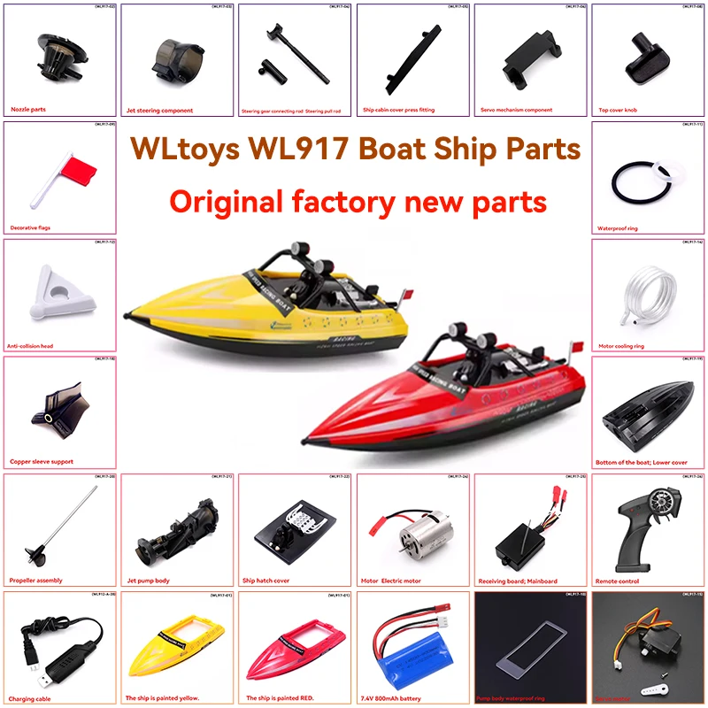 WLtoys WL917 RC Boat Ship Parts Cover Steering Gear Motor Remote Control Steering Linkage Light Support Propeller Receiving Bott