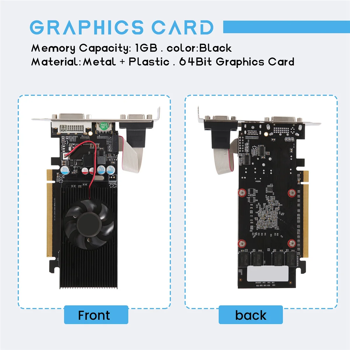 GT210 1GB DDR2 64Bit Graphics Card PCIE 2.0 GPU HDMI-Compatible DVI VGA Desktop Video Card