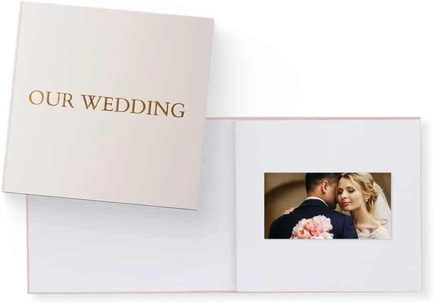 

Video Book - 5" HD Screen for Custom Memory Gift - Wedding Birthday Anniversary - 20 Min Video Photo Keepsake - USB Rech