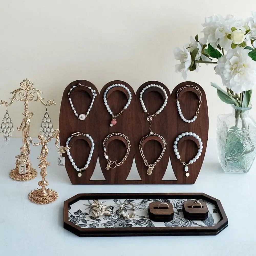 

Portable Wood Bracelet Tray Organizer Storage Case Bracelet Display Rack Ornaments Hand Bangle Jewelry Holder Gift