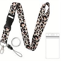 Mobile Phone Lanyard Fashion Brown Leopard Buckle Neck Strap Keychain Lanyard for ID Card Holder Keys Keychain Cell Phone Strap