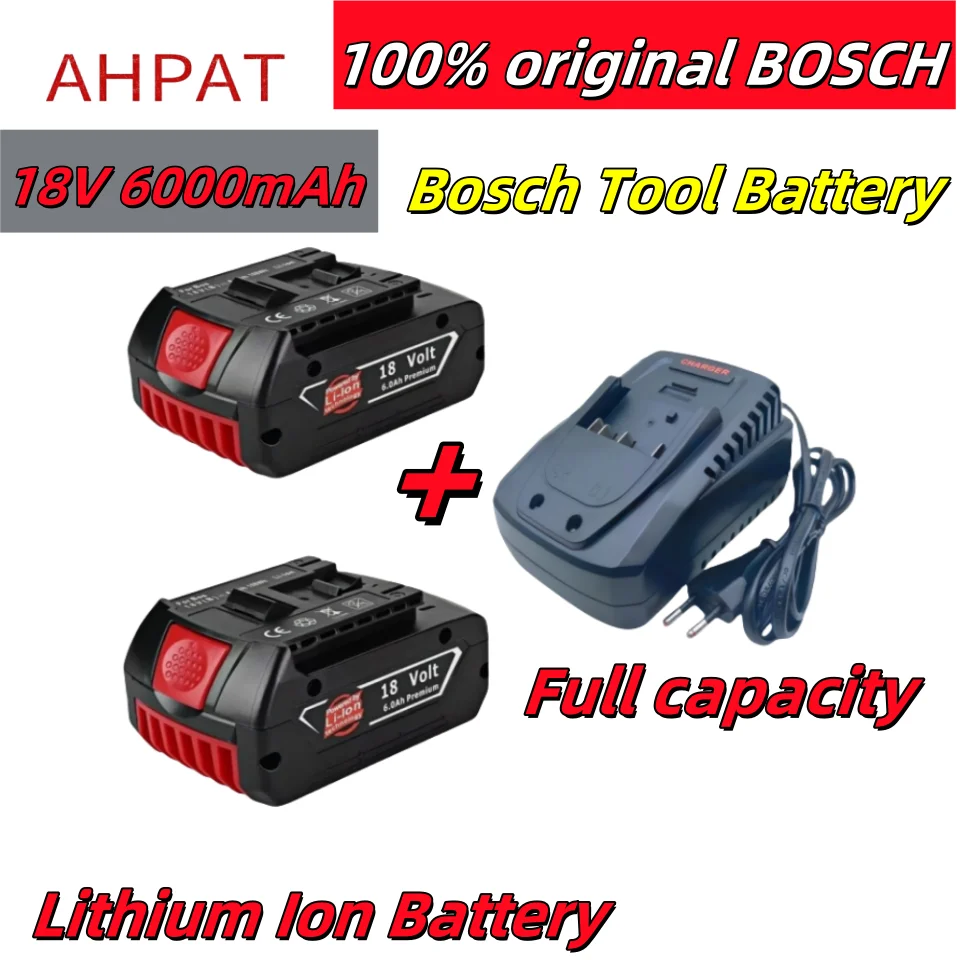 100% оригинальный литий-ионный аккумулятор для электроинструмента Bosch 18 В, 6000 мАч GBA GSR GSB BAT618 BAT609 с достаточной емкостью, перезаряжаемый