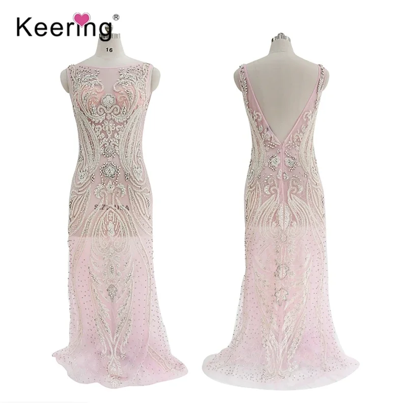 Fashion Crystal Rhinestone Pearl Sewing Gown Wedding Beaded Dress WDP-171