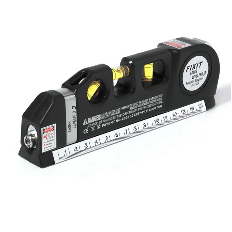 Laser Level Horizon Vertical Measure 8FT Aligner Standard and Metric Rulers Multipurpose Measure Level Laser Black