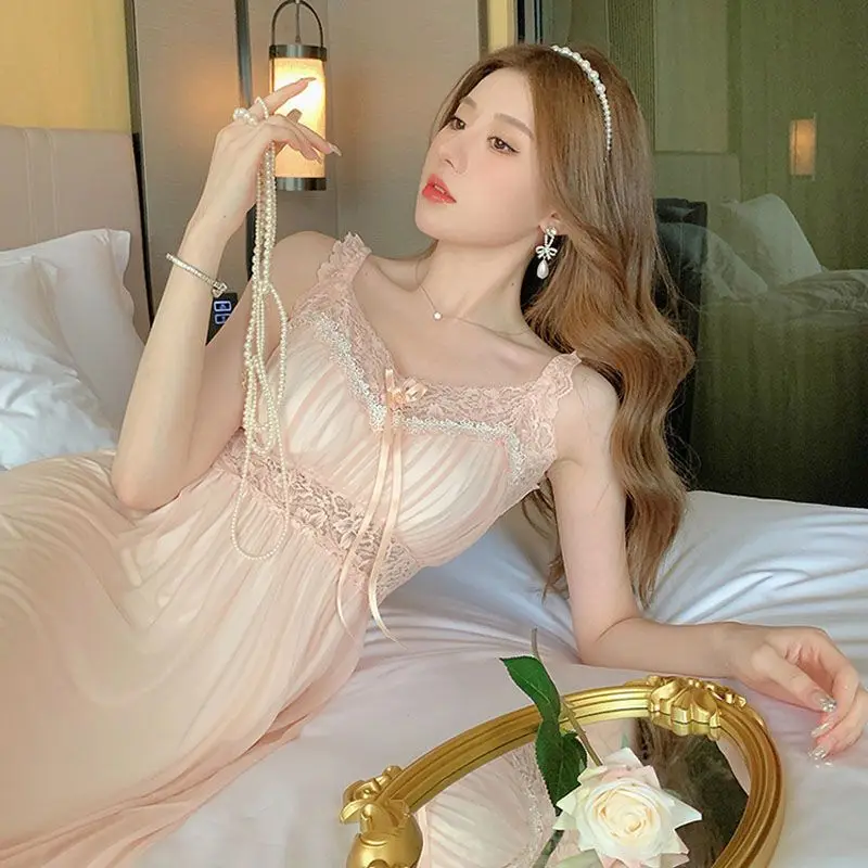 

French Princess Style Lace Sexy Dress for Women Nightwear Sweet and Women's Home New Sleepwear Summer Nightgown