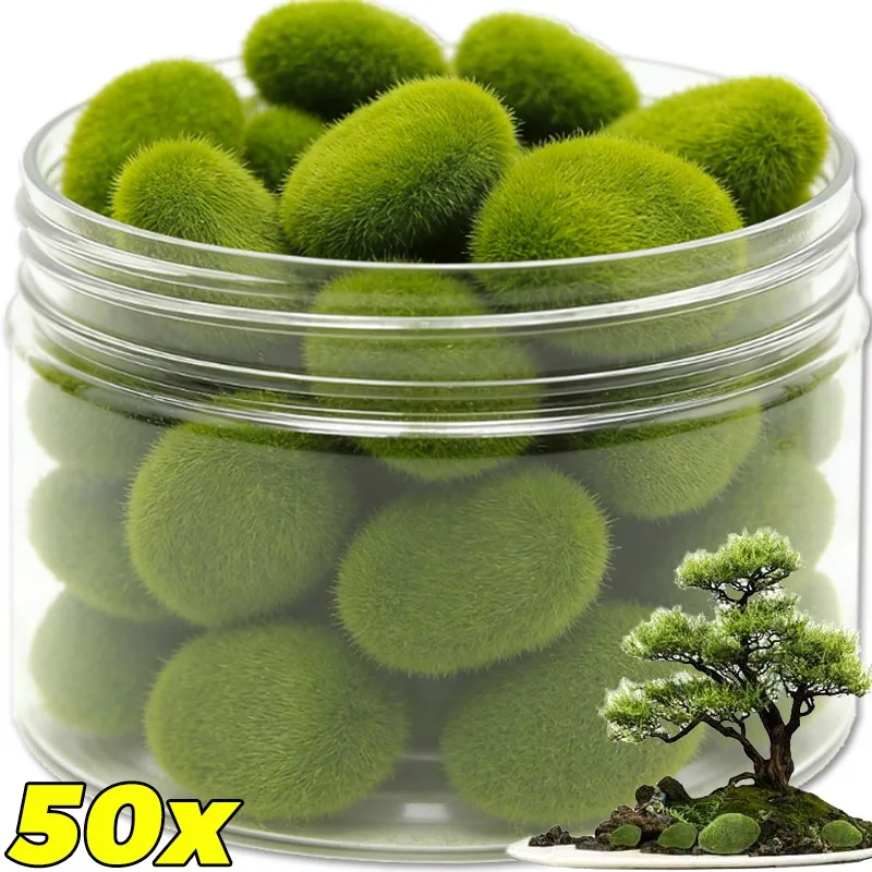 50/5PCS Artificial Foam Moss Rocks Fake Green Moss Stone Micro Landscape DIY Crafts for Home Garden Flower Pot Decoration Stone
