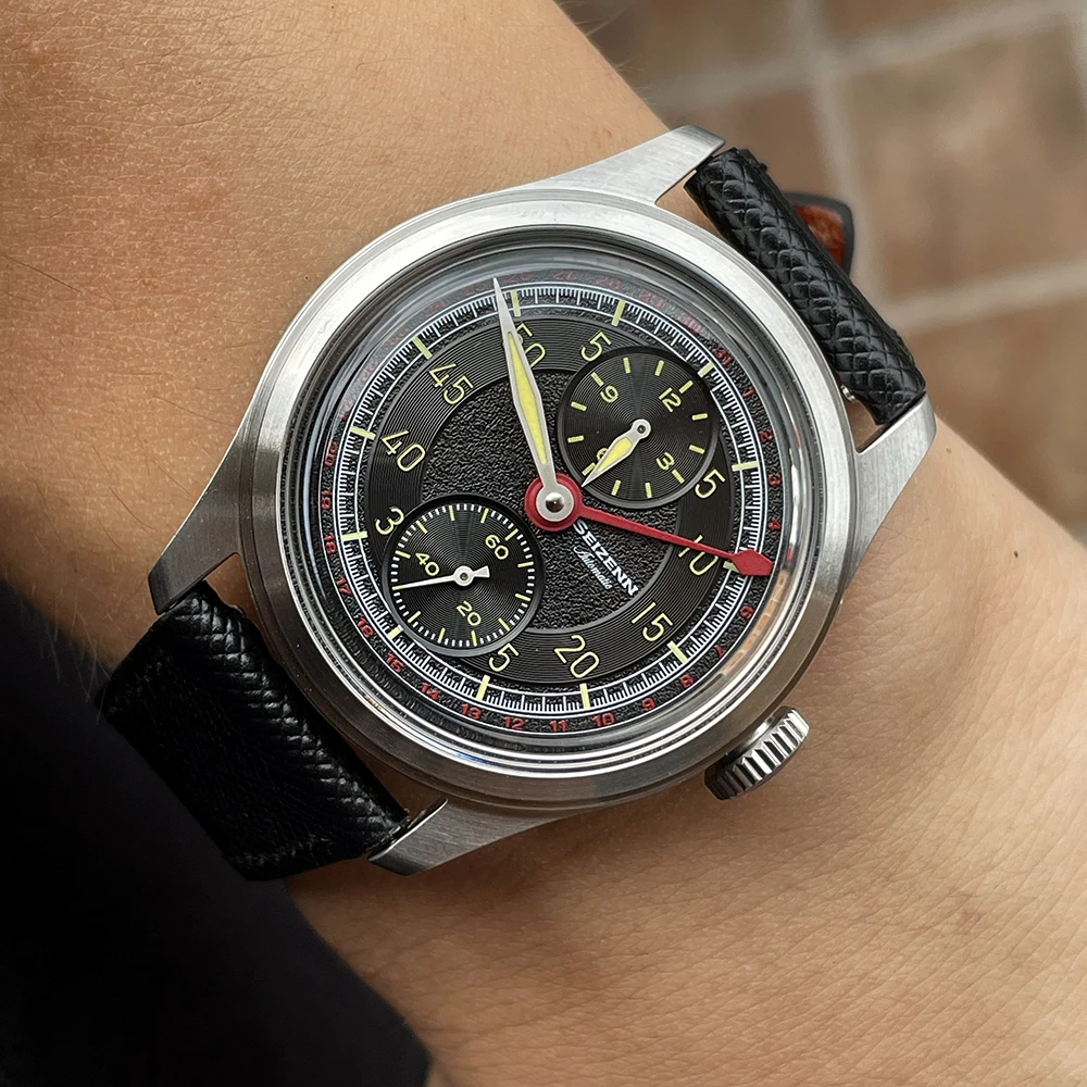 MERKUR الكلاسيكية منظم تاريخ الرجال ساعة سمك السلمون الهاتفي التلقائي ساعة ميكانيكية خمر ساعة اليد 38 مللي متر Reloj Hombre Waterproom