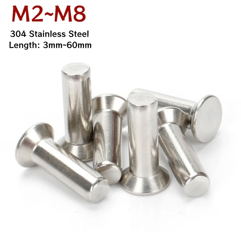 M2 M2.5 M3 M4 M5 M6 M8 Solid 304 A2-70 Stainless Steel Flat Head Countersunk Head Percussion Punch Self-plugging Rivet GB869