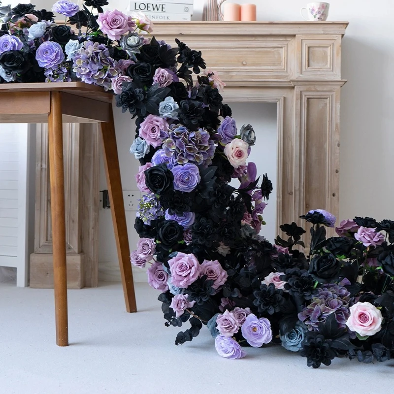 

Wedding Decoration Flower Row Table Runner Artificial Rose Peony Green Plant Floral Arrangement Party Stage Decor Sofa Props