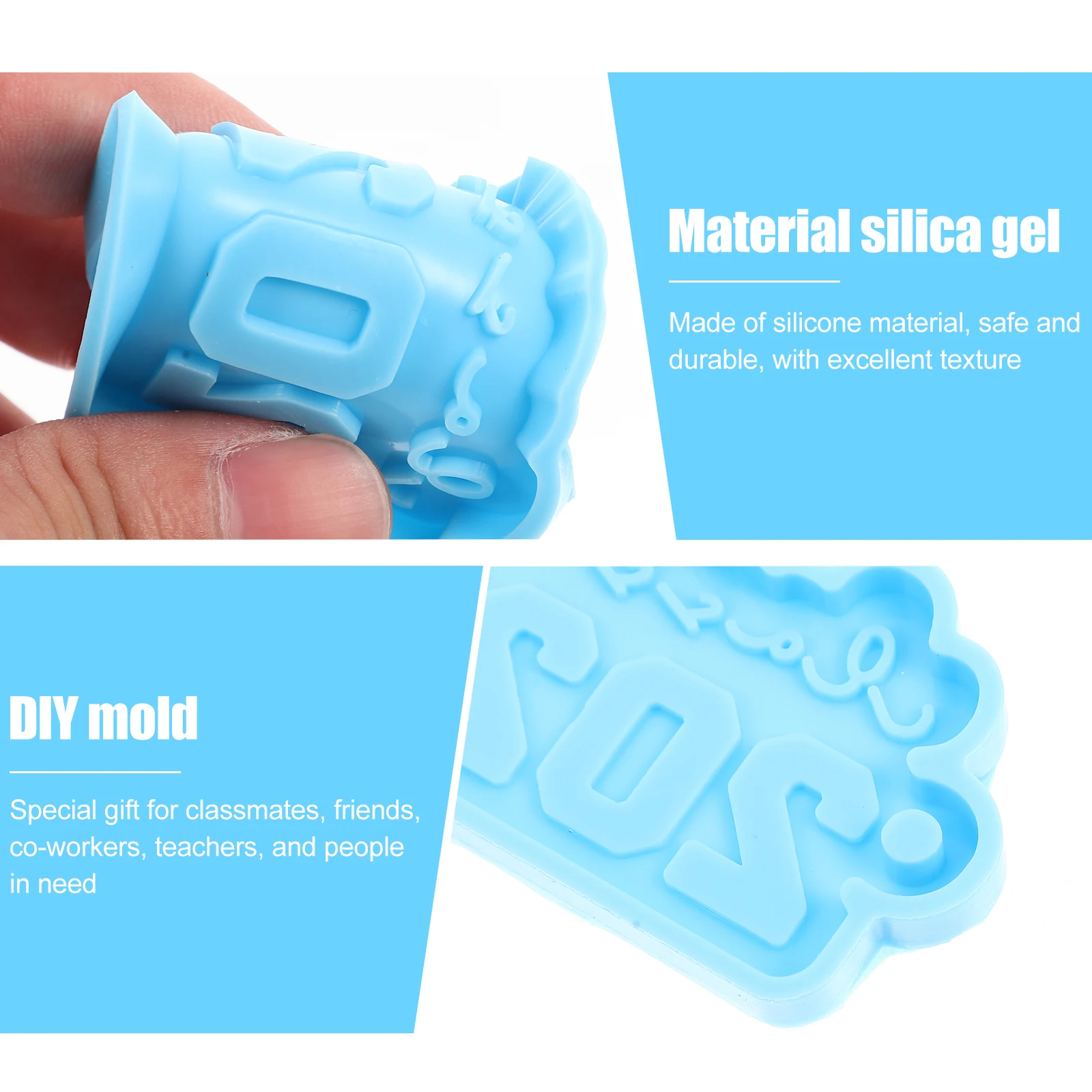 

4 Pcs Digital Keychain Mold Resin Accessories Making Supplies Diy Molds Silicon