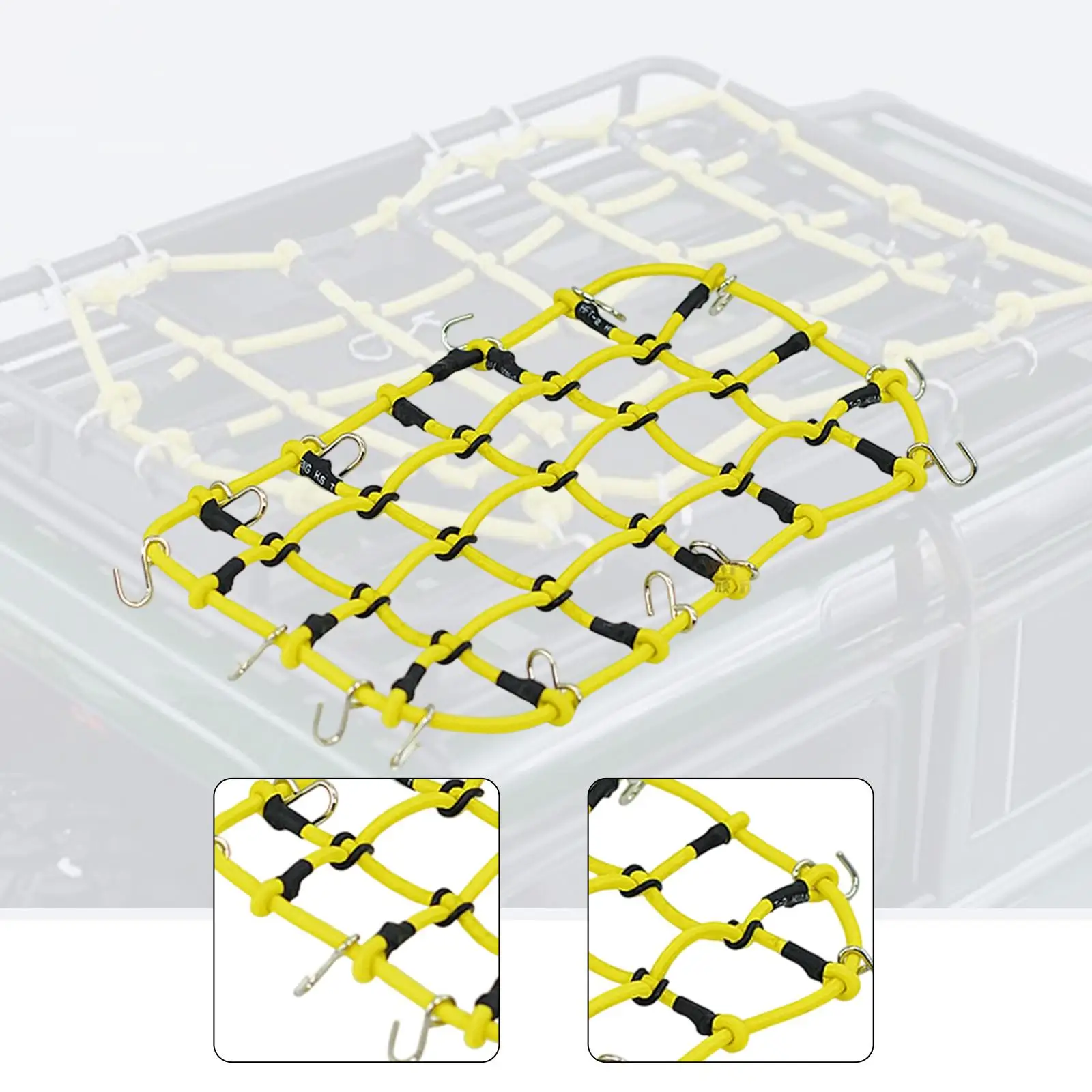 ตาข่ายเก็บของตกแต่งรถ RC แข็งแรง ยืดหยุ่น พร้อมตะขอโลหะ สำหรับรถบรรทุก SCX10 รถโมเดลงานอดิเรก รถไต่เขา