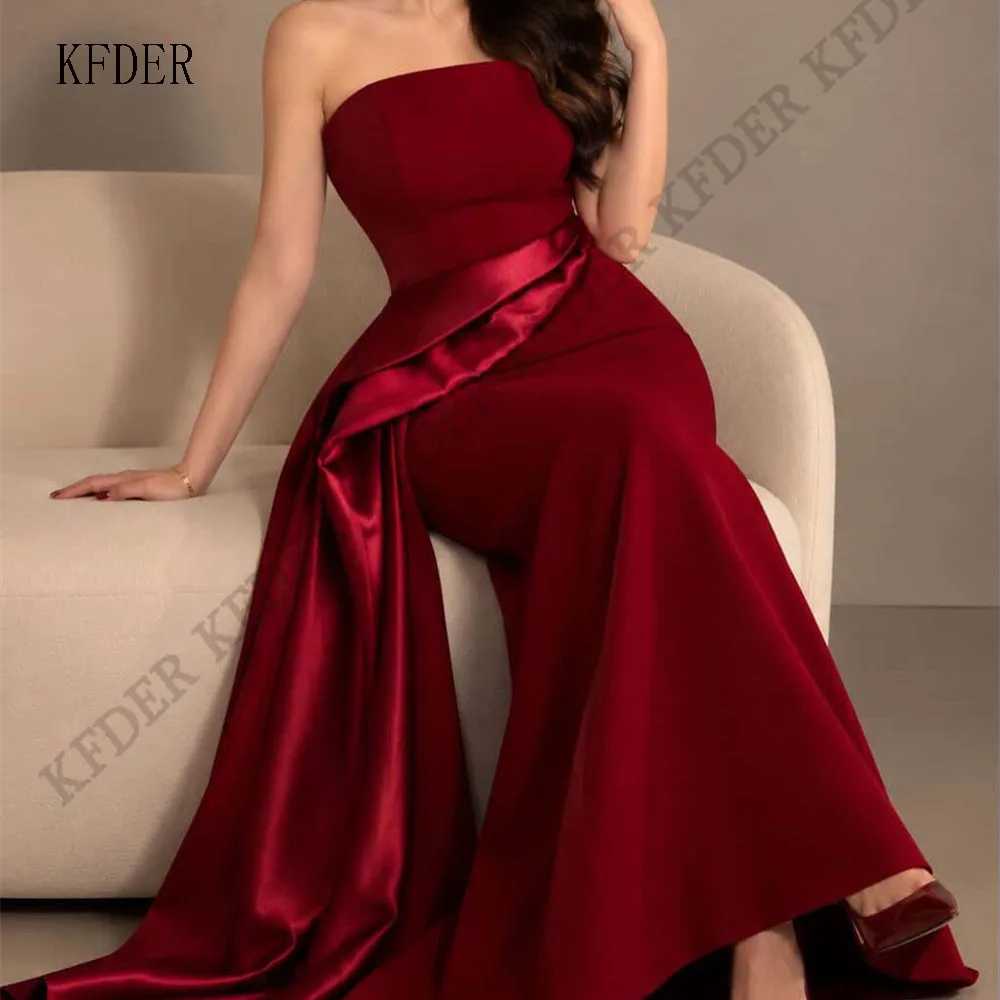 Burgundy Long Strapless Sleeveless Women's Prom Dress 2026 Bespoke Occasion Dresses for Luxury Party Elegant Gown Gala